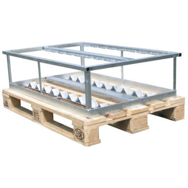 Transport and storage box on normed Euro-pallet